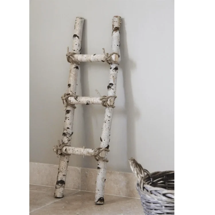 Berken Decoratieladder met touw 100cm (1)