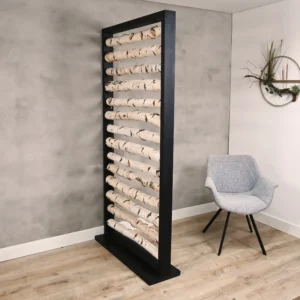 Berken Roomdivider Rune Met zwarte omlijsting H200cm B100