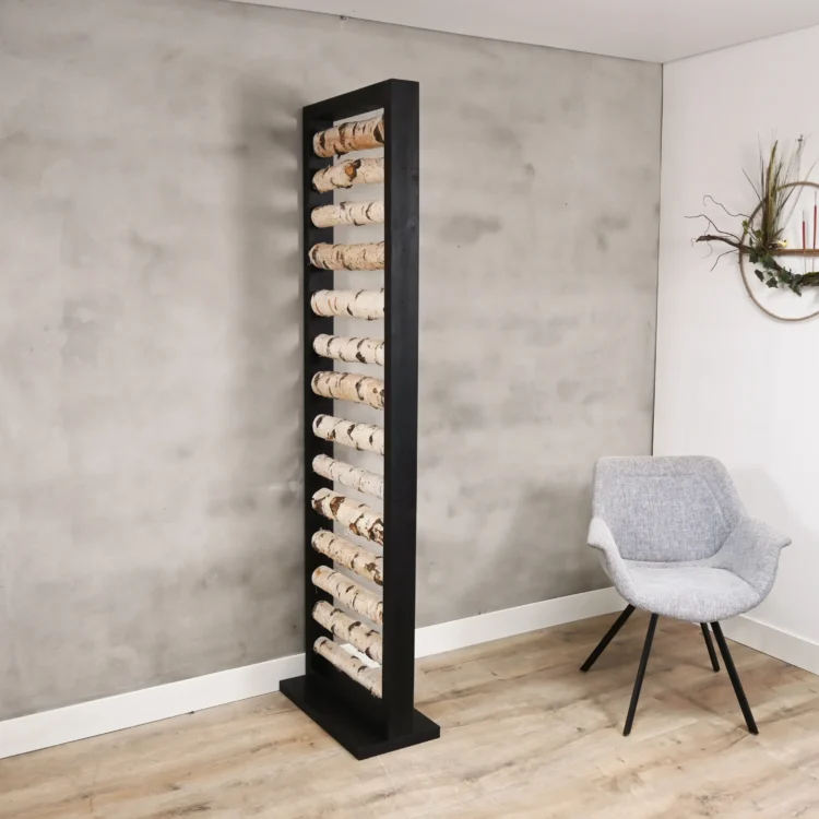 Berken Roomdivider Rune Met zwarte omlijsting H200cm B60