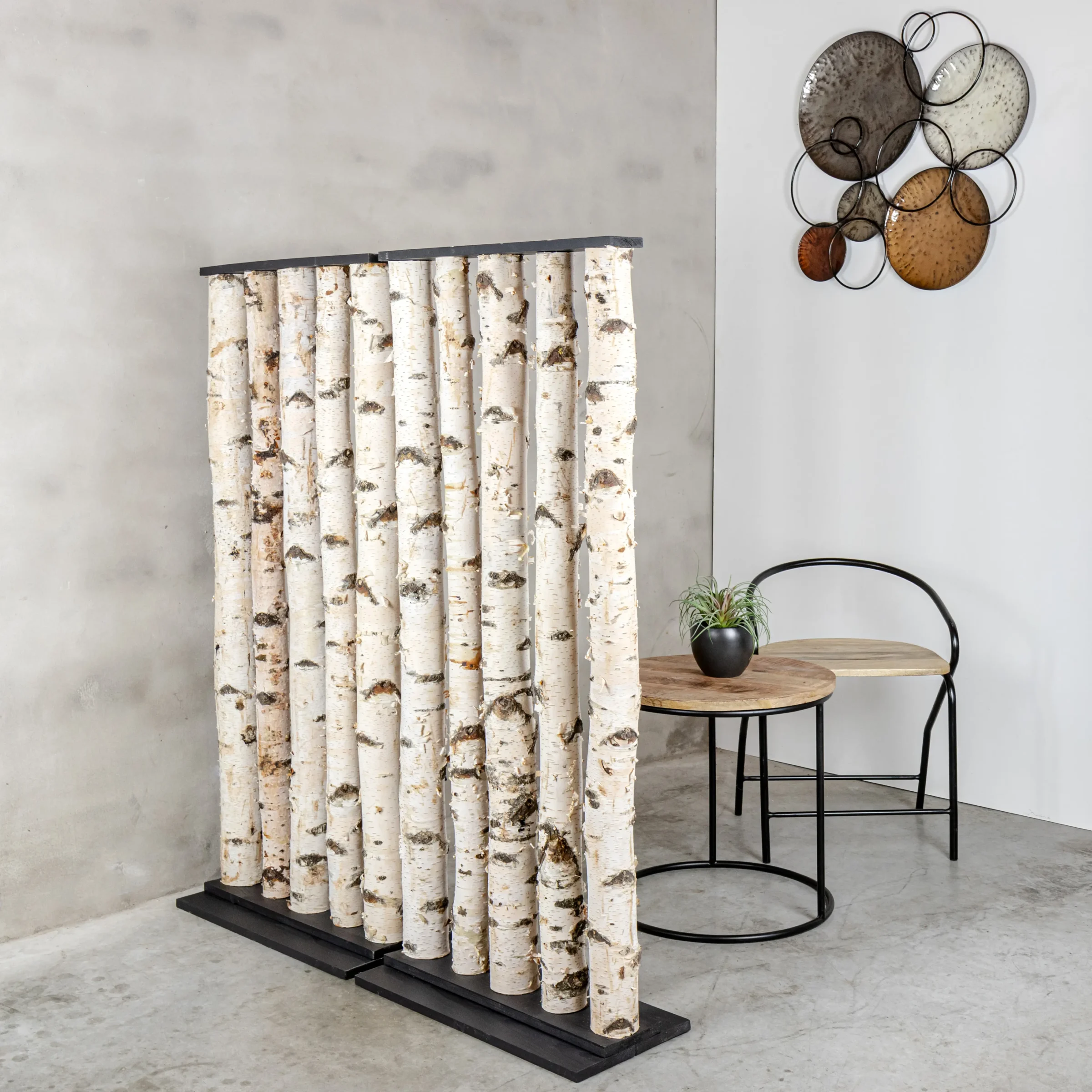 Berken Roomdivider Thor Met zwarte voet H140cm