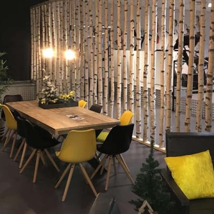 Berken roomdivider wand