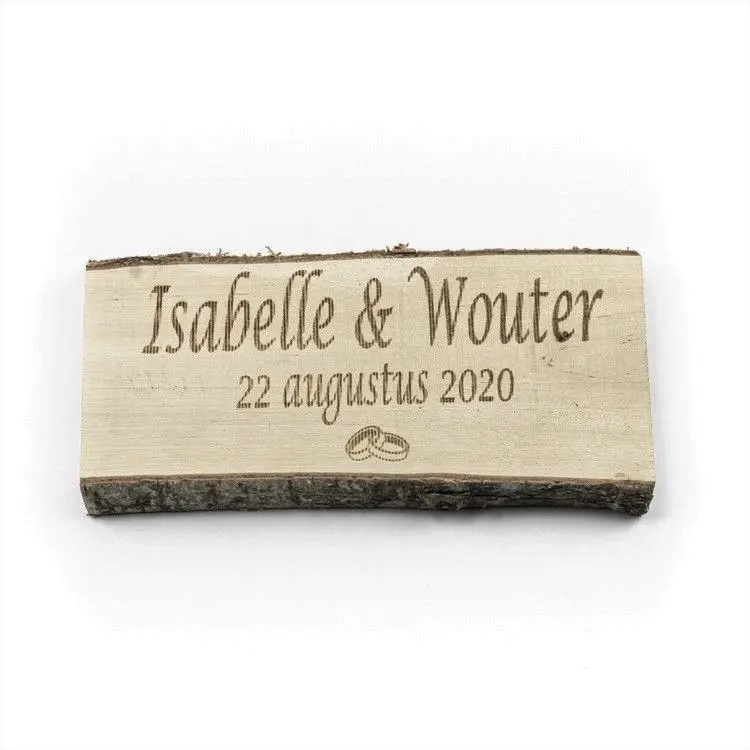 Berkenhouten plank Gepersonaliseerde Symbooltekst 30cm (3)