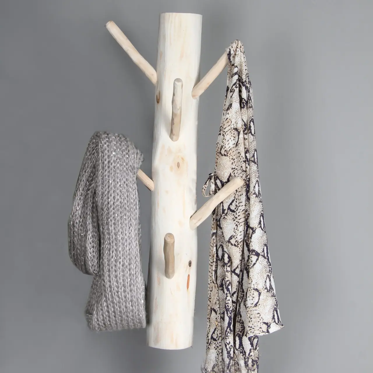 Boomstam Wandkapstok Loreno Houten haken 70cm (1)