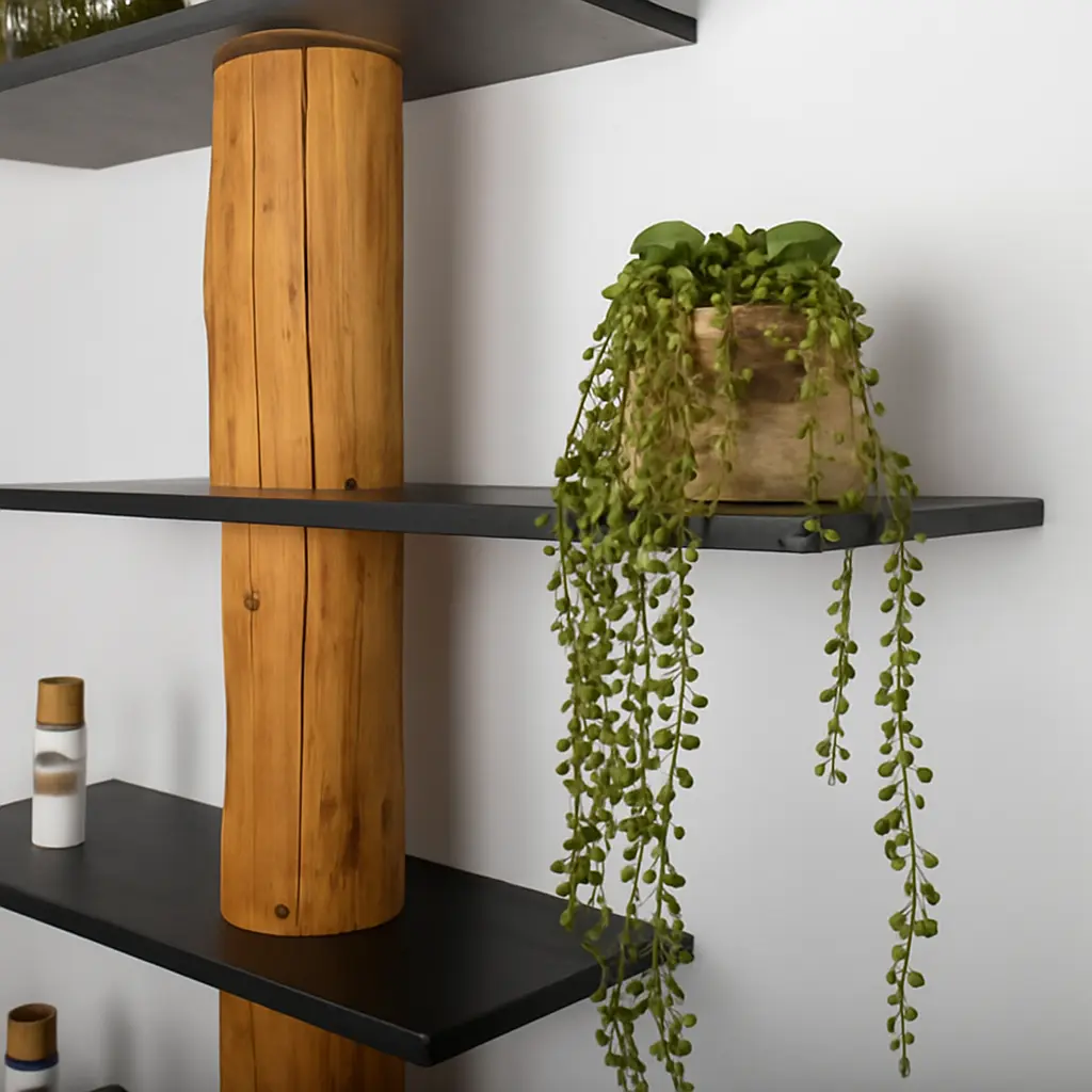 Boomstam Wandkast Kiran Old NaturelZwart 110x30x250 (2)