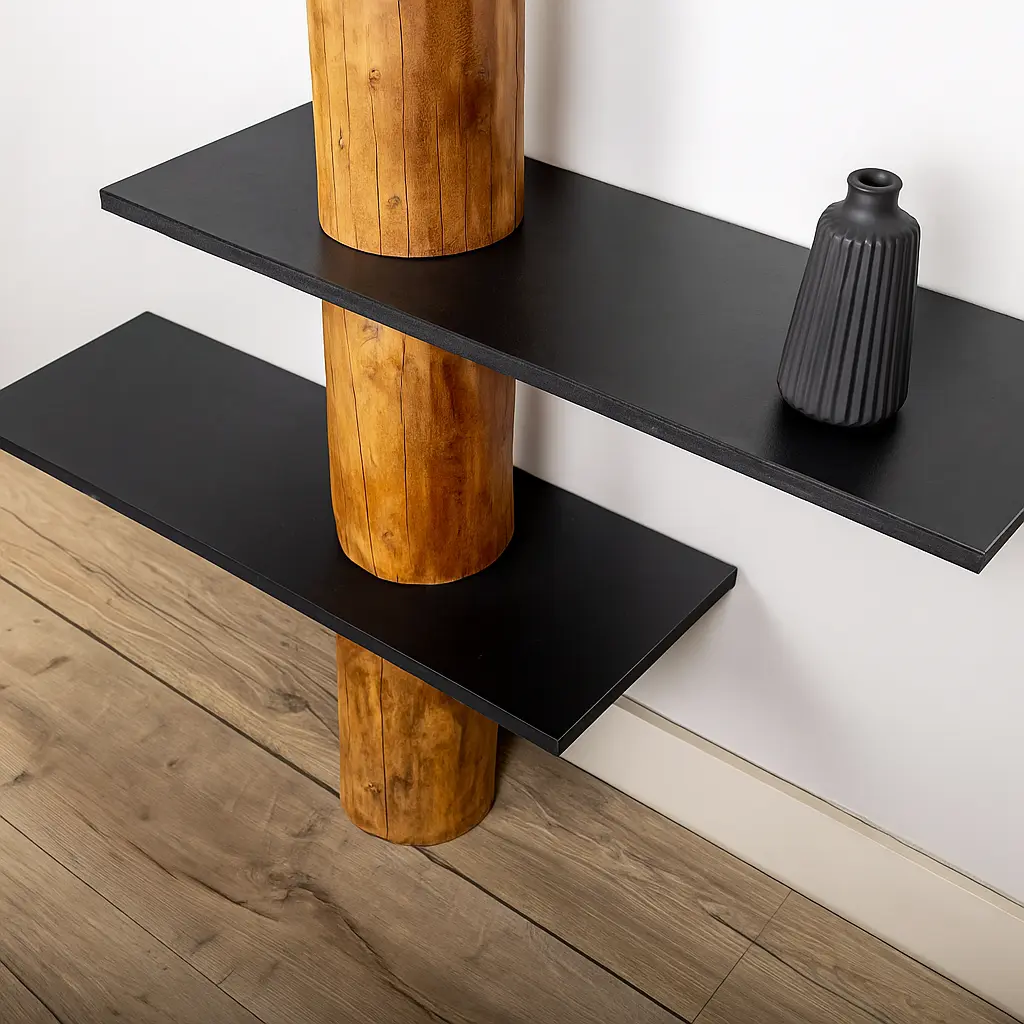 Boomstam Wandkast Kiran Old NaturelZwart 110x30x250 (3)