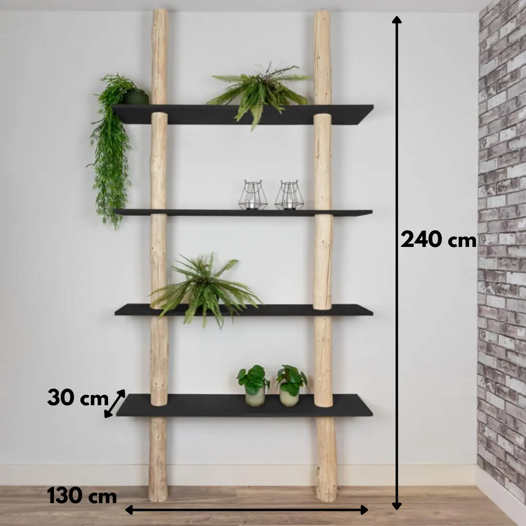 Boomstamwandrek Magnus NaturelZwart 250 cm + afmetingen