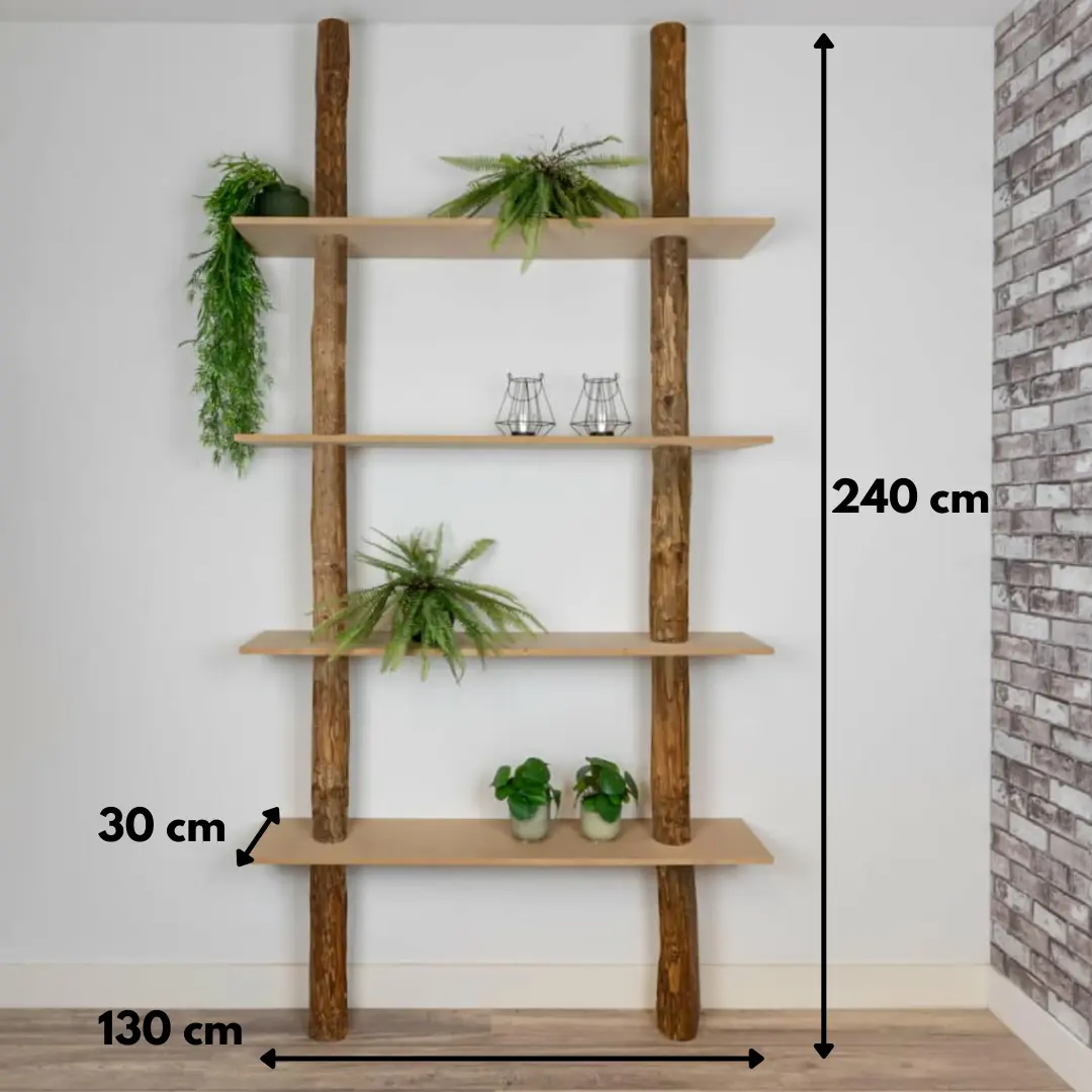 Boomstamwandkast Cedric Oak Naturel 250cm, afmetingen
