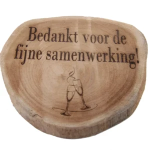 Hard houten schijf Gepersonaliseerde Symbooltekst ±25cm (3)