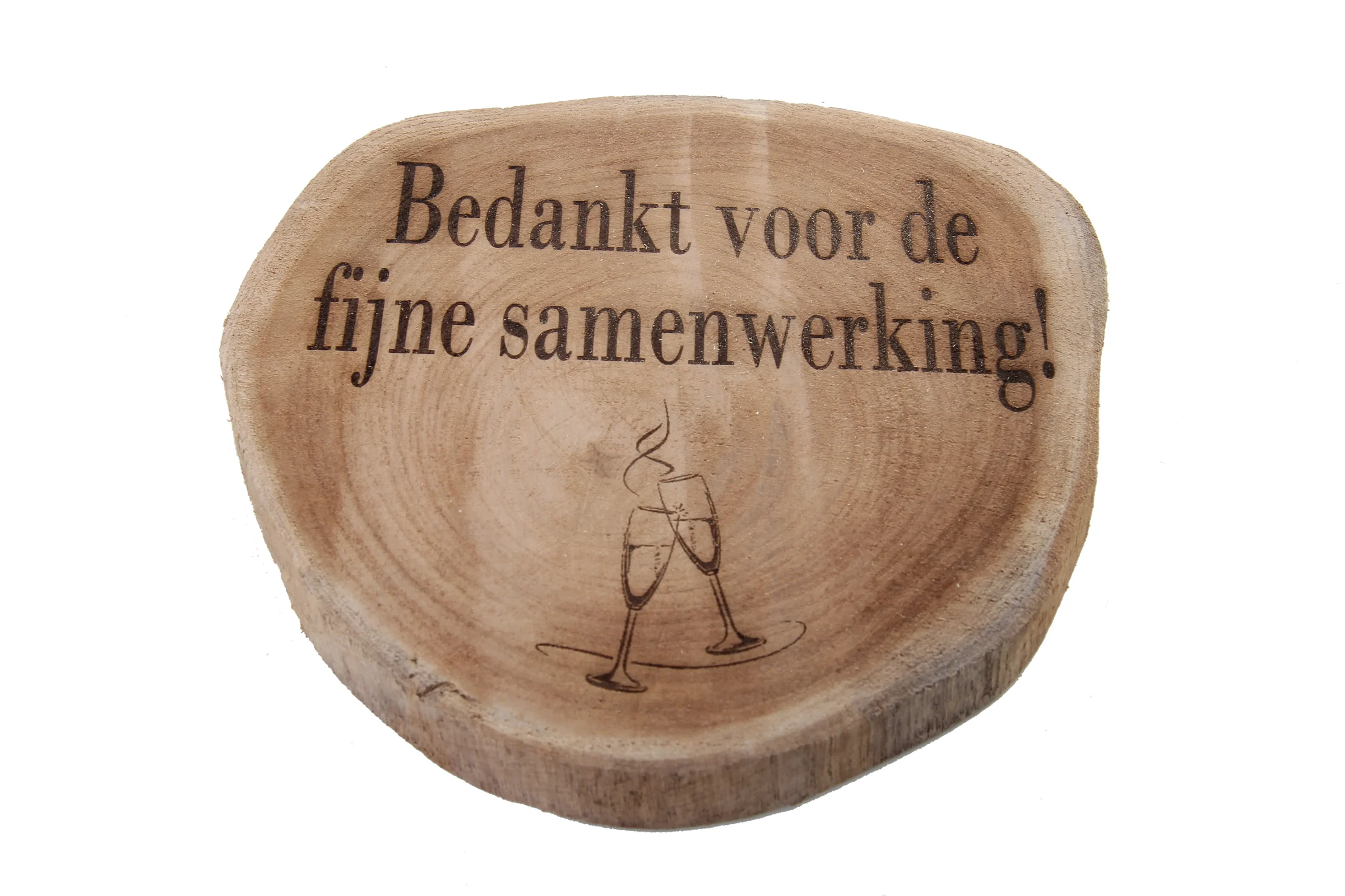 Hard houten schijf Gepersonaliseerde Symbooltekst ±25cm (3)