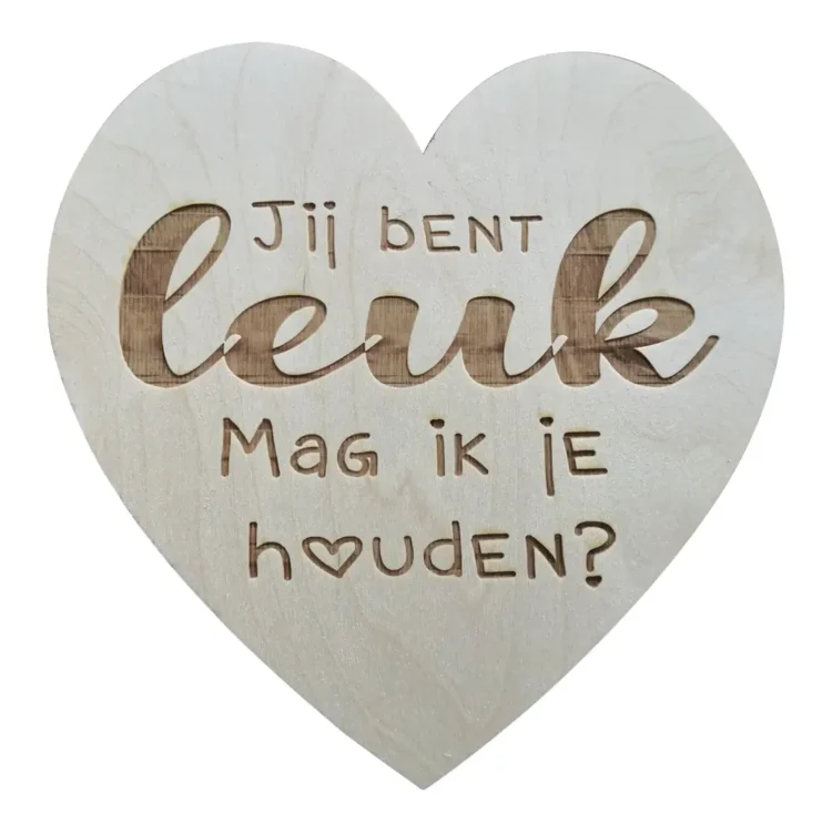 Houten hart Gepersonaliseerde Symbooltekst 25cm