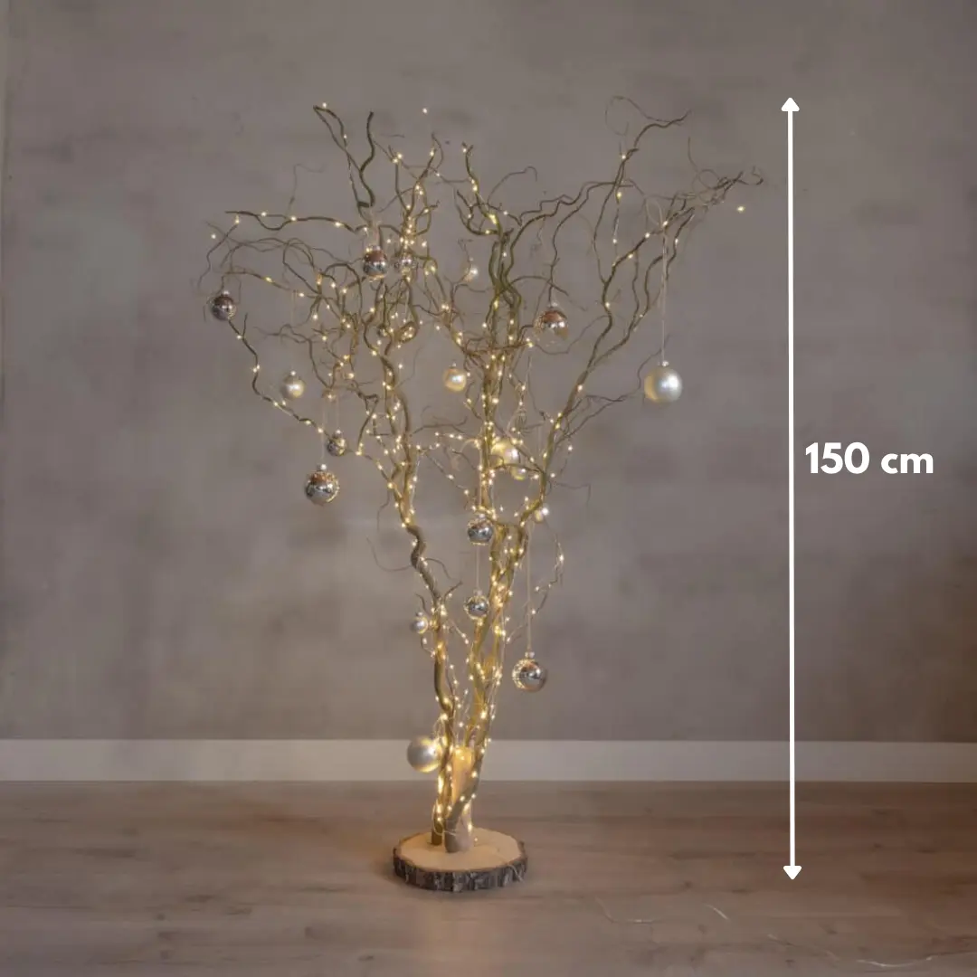 Kerstboom kronkelwilg takken Naturel 150cm, afmetingen