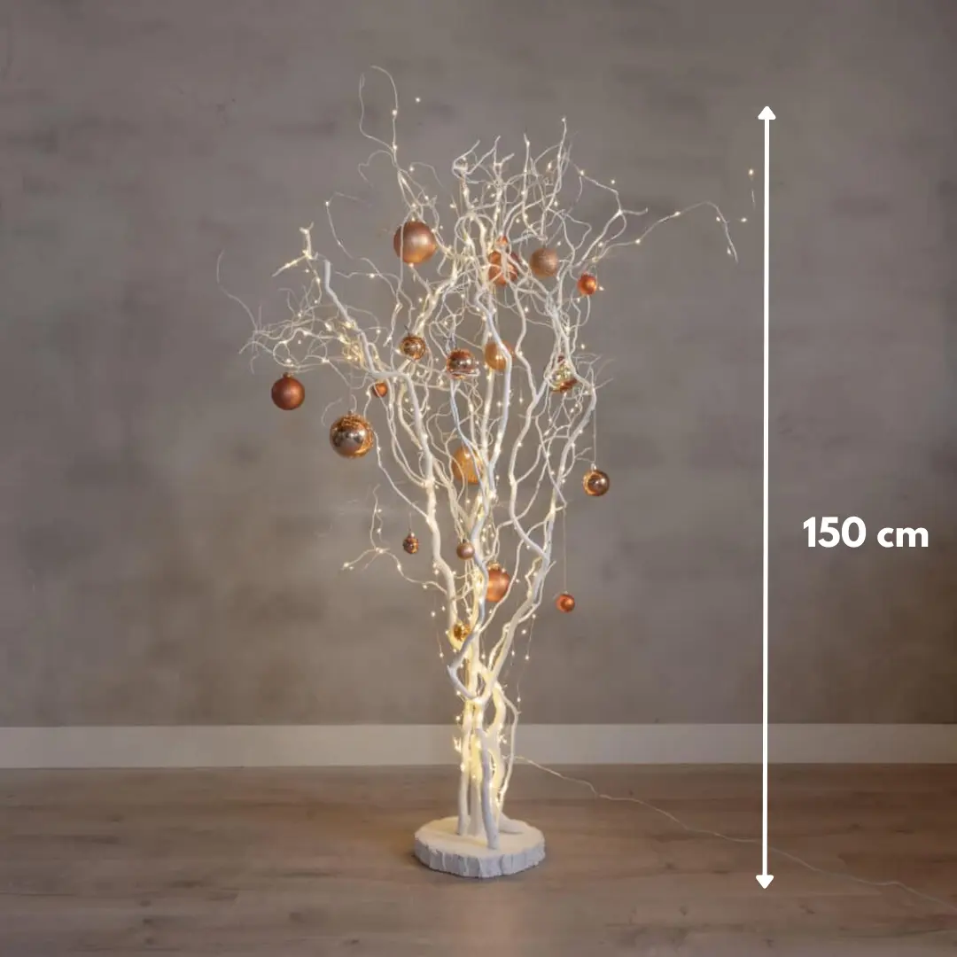 Kerstboom kronkelwilg takken Wit 150cm, afmetingen