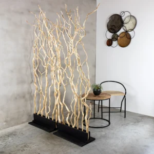 Kronkelwilg Roomdivider Viggo Gezandstraald Met zwarte voet H165cm