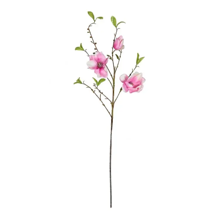 Kunst Magnolia Roze met groene blaadjes 85cm