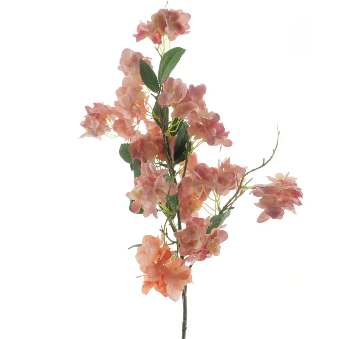 Kunst wilde Hortensia Zalmroze 90cm