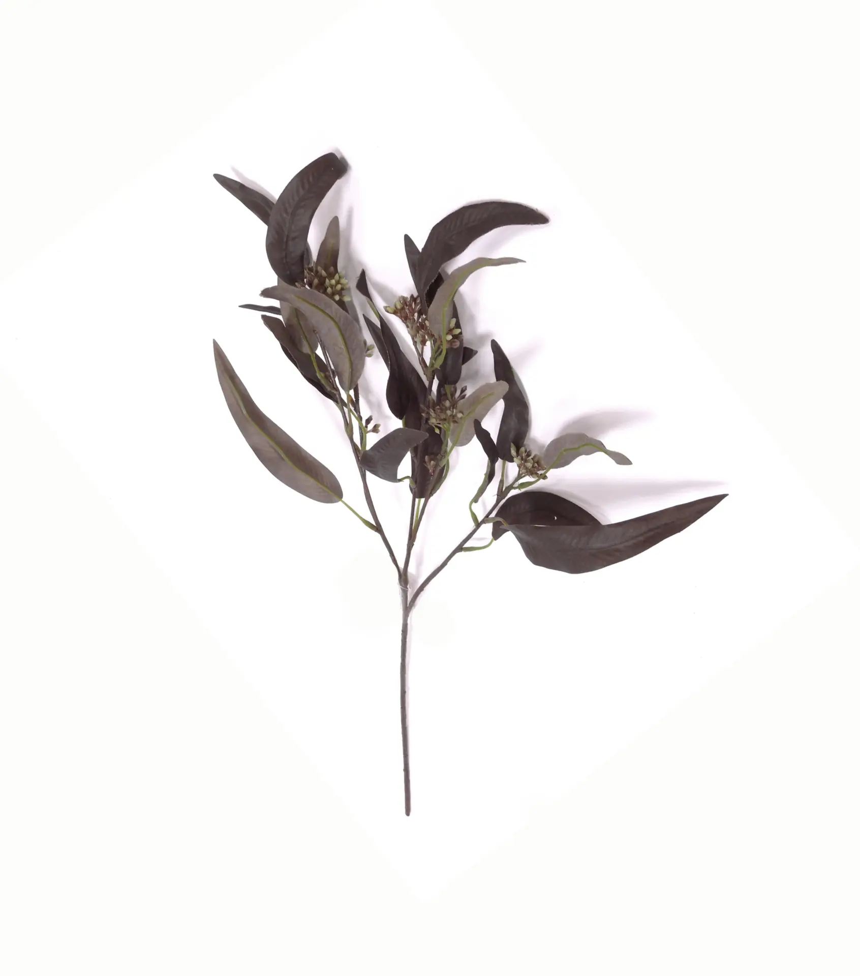 Kunsttak Eucalyptusblad smal Aubergine 60cm