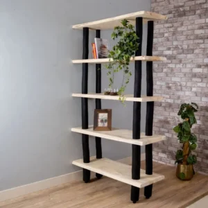 Roomdivider naturel-zwart 5 planken