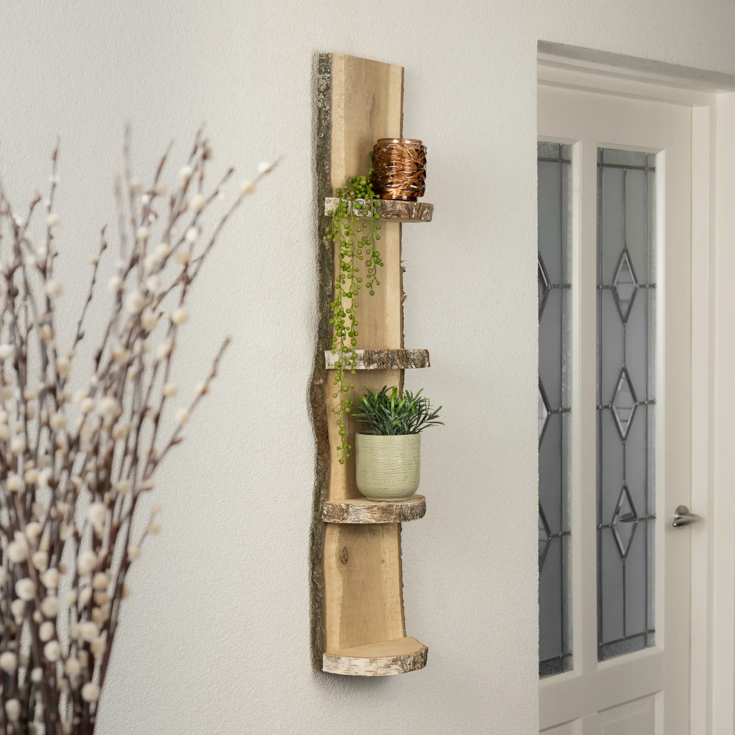 Wand Boomstamrek Yale Eiken met bast 100cm (1)