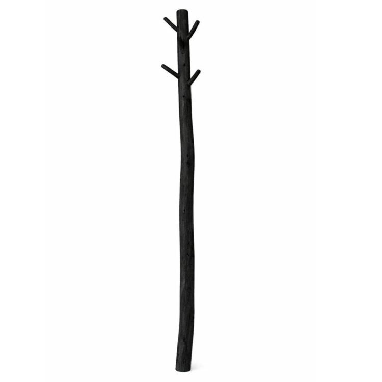 Wandkapstok 6 houten haken 165 cm Zwart