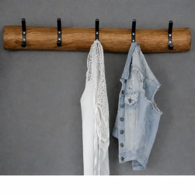 Wandkapstok Oak zwarte haken 100 cm